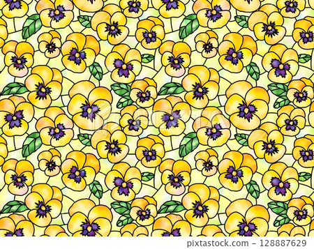Pansy stained glass seamless pattern A-8' 128887629