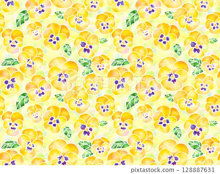 Pansy stained glass seamless pattern A-9' 128887631