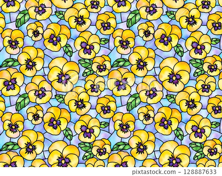 Pansy stained glass seamless pattern A-10' Pansy stained glass seamless pattern A-10' 128887633