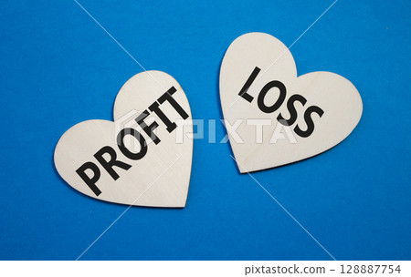Pros vs Cons symbol. Concept word Pros vs Cons on wooden hearts. Beautiful blue background. Business and Pros vs Cons concept. Copy space 128887754