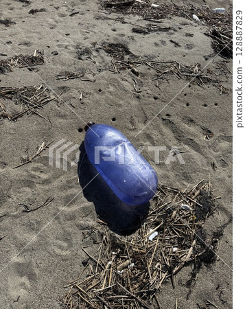 Garbage washed up in the sea Garbage washed up in the sea 128887829