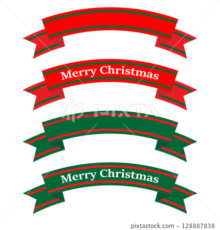 Illustration set of curved ribbons in Christmas colors 128887838