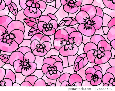 Pansy stained glass seamless pattern B-5 128888389