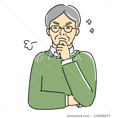Illustration of an angry elderly man 128888875