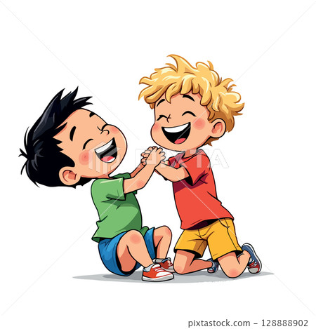 Vsai two happy children laughing and playing together 128888902