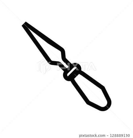 Long palette knife icon, paint mixing tool. Art supplies for painting 128889130