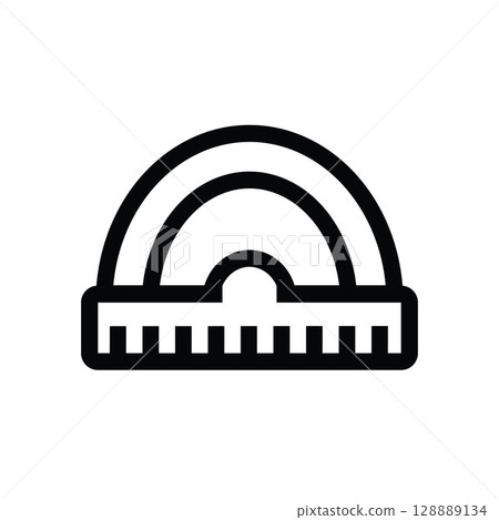 Protractor icon, ruler symbol. Measuring tool 128889134
