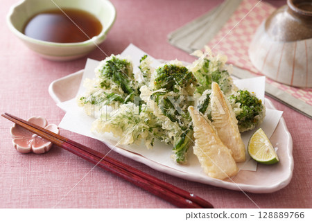 油菜花與竹筍天婦羅 油菜花與竹筍天婦羅 128889766