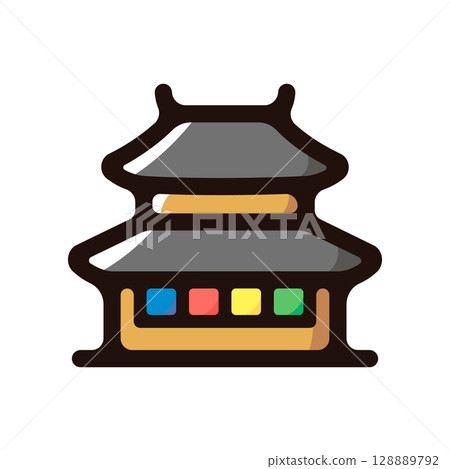 寺廟、神社、佛寺插圖圖示(日本、傳統文化、旅遊資料) 寺廟、神社、佛寺插圖圖示(日本、傳統文化、旅遊資料) 128889792
