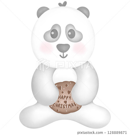 Cute panda Christmas decoration hand drawn illustration Cute panda Christmas decoration hand drawn illustration 128889871