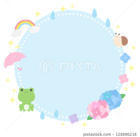 可愛的雨季框架 可愛的雨季框架 128890216