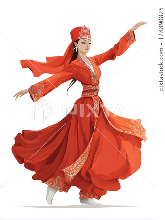Cultural dance performance vector Cultural dance performance vector 128890825