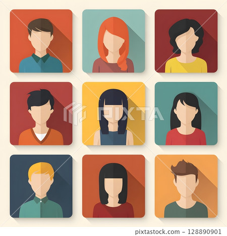 User profile icon pack in modern flat design User profile icon pack in modern flat design 128890901