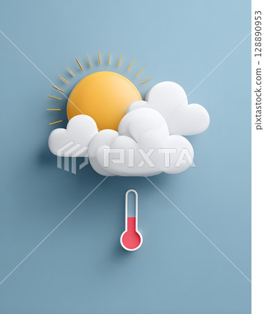Weather widget with icon and temperature 128890953