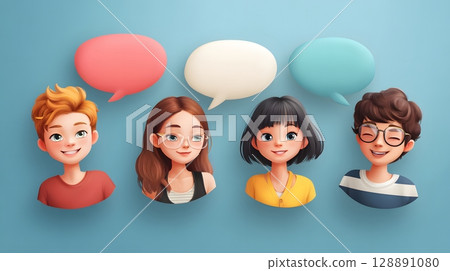 Group chat UI with user avatars 128891080