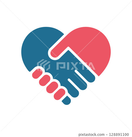Handshake Heart Logo Symbolizing Unity and Partnership Handshake Heart Logo Symbolizing Unity and Partnership 128891100