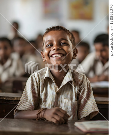 Inclusive classroom full of happy students 128891376