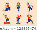 plus size women workout illustrations 128892474
