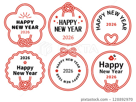 New Year's card text design 2026 Year of the Horse English version 128892970