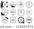 New Year's card text design 2026 Year of the Horse English version Monochrome 128892978