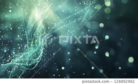 Abstract background with glowing particles and light effects - symbol of sustainability Abstract background with glowing particles and light effects - symbol of sustainability 128892982