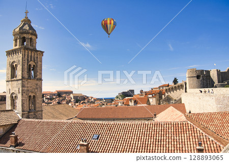 Spectacular views of the old town of Dubrovnik, a world heritage site and fortress 128893065