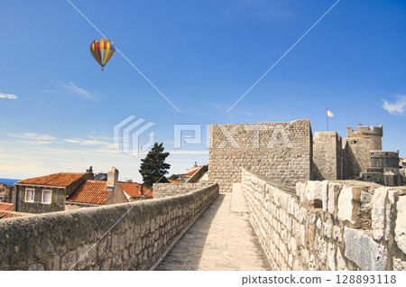 Spectacular views of the old town of Dubrovnik, a world heritage site and fortress 128893118