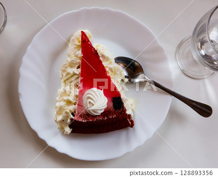 Homemade cake dessert with berries jelly and cream Homemade cake dessert with berries jelly and cream 128893356
