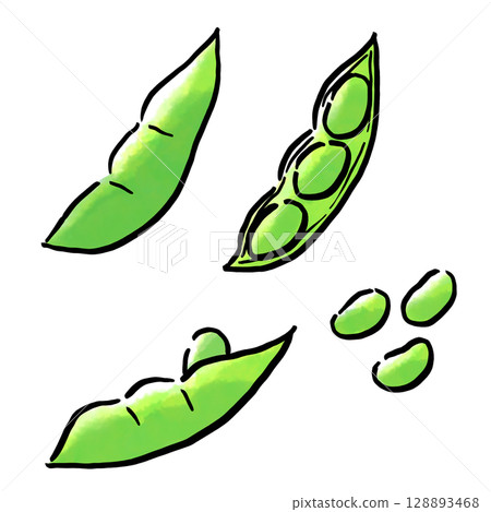 Hand-painted green soybeans 128893468