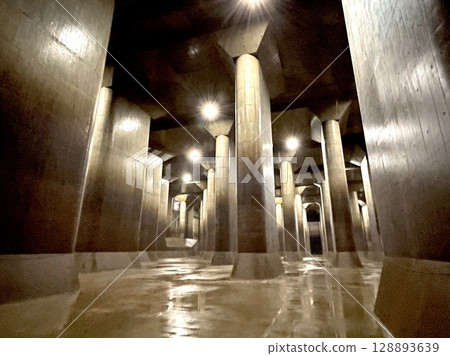 Metropolitan Area Outer Underground Discharge Channel, photographed with a smartphone Metropolitan Area Outer Underground Discharge Channel, photographed with a smartphone 128893639