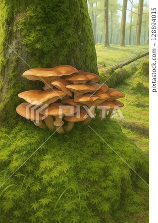 森林裡的野生蜜環菌 128894015