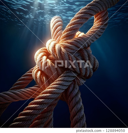 a rope knot on a ship 128894050