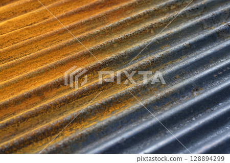 Rusty corrugated galvanized sheet Rusty corrugated galvanized sheet 128894299