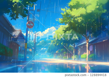 Countryside Japan Rain 128894418
