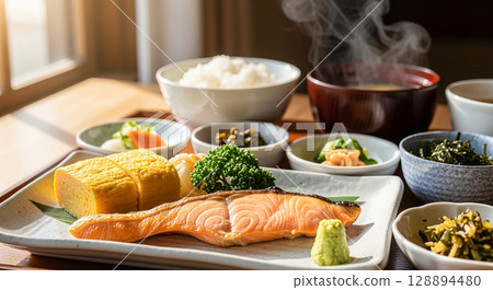 健康日式早餐 128894480