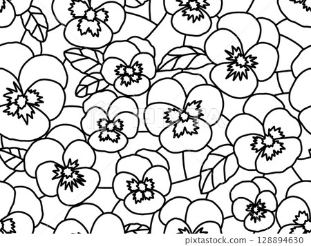 Pansy stained glass seamless pattern D-1 Pansy stained glass seamless pattern D-1 128894630