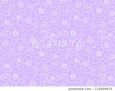 三色堇彩色玻璃無縫圖案 D-3' 128894635