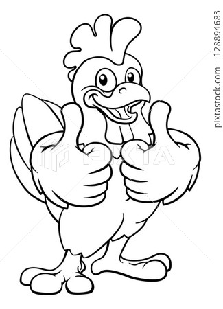 Chicken Cartoon Rooster Cockerel Bird Mascot Chicken Cartoon Rooster Cockerel Bird Mascot 128894683