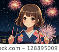 看煙火和煙火的女孩 128895009