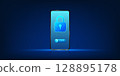 Smartphone screen with digital lock symbol and power off button, representing screen time control, digital detox, and mental health. Concept of unplugging, self-care, and mindful use of technology. 128895178