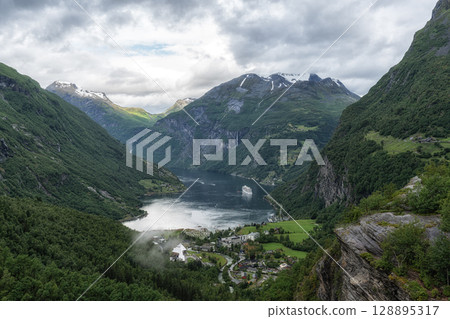 Geiranger fjord from Flydalsjuvet Geiranger fjord from Flydalsjuvet 128895317