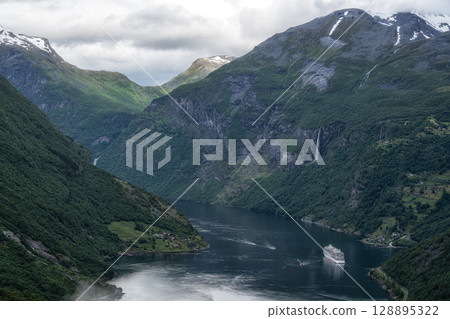 Geiranger fjord from Flydalsjuvet Geiranger fjord from Flydalsjuvet 128895322