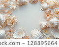 白色背景下的貝殼AI生成材料 128895664