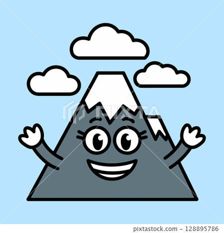 Happy Mountain Cartoon Character Illustration 128895786