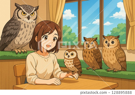 貓頭鷹咖啡館圖片 貓頭鷹咖啡館圖片 128895888