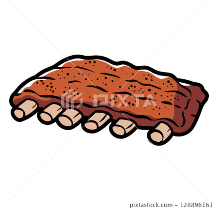 Stylized Rack of Grilled Ribs Artwork Stylized Rack of Grilled Ribs Artwork 128896161