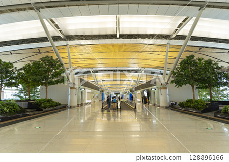 Bangkok, Thailand - April 9,2024 : Interior view of the new SAT-1 terminal in Suvarnabhumi Airport in Bangkok, Thailand on April 9,2024. 128896166