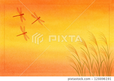 Sunset, Red dragonfly, Japanese silver grass Sunset, Red dragonfly, Japanese silver grass 128896191