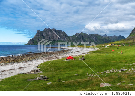 Uttakleiv beach view Uttakleiv beach view 128896213