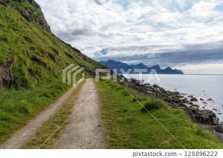 Uttakleiv beach trail Uttakleiv beach trail 128896222